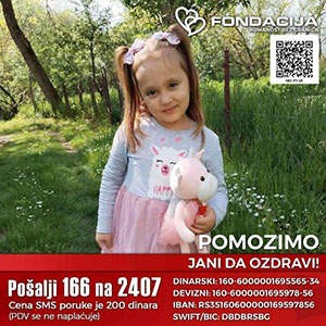 Pomozimo Jani da ozdravi. Pošalji 166 na 2407